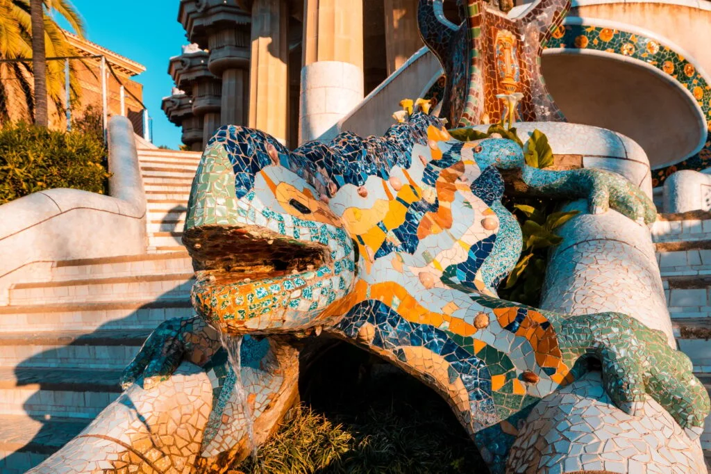 Park Guell Architecture Details by Antonio Gaudi, Barcelona, Spain
