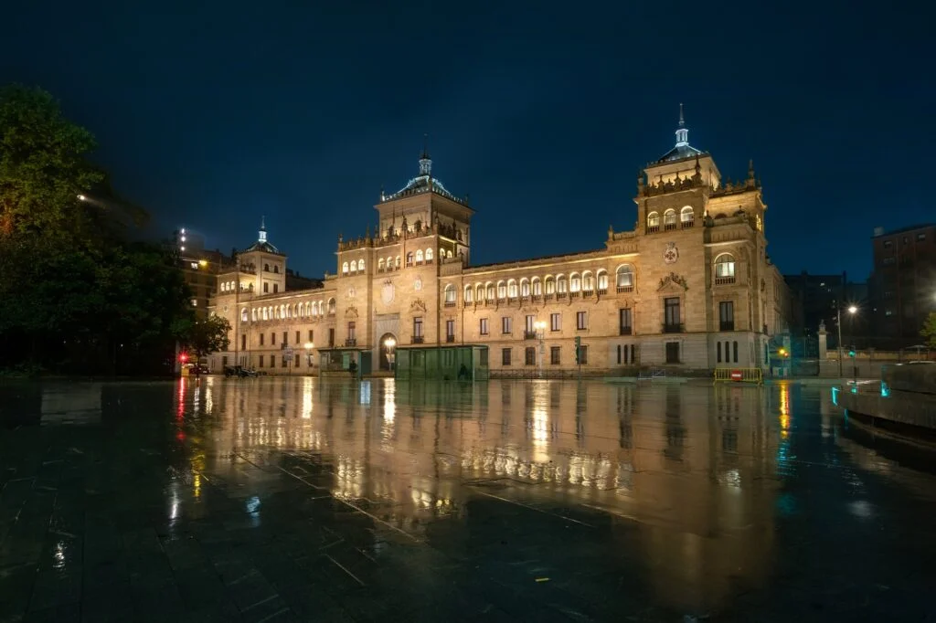 Valladolid, Spain. View of Zorrilla square at dusk